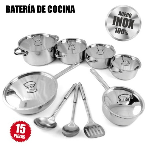 BATERIA DE COCINA 15 PCS INOX