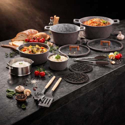 BATERIA DE COCINA 22 PIEZAS ROMBUS TITANIUM