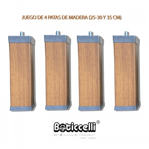 JUEGO DE 4 PATAS DE MADERA PARA SOMIER