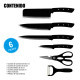 CUCHILLOS INOX 6 PIEZAS (TIJERAS Y PELADOR)
